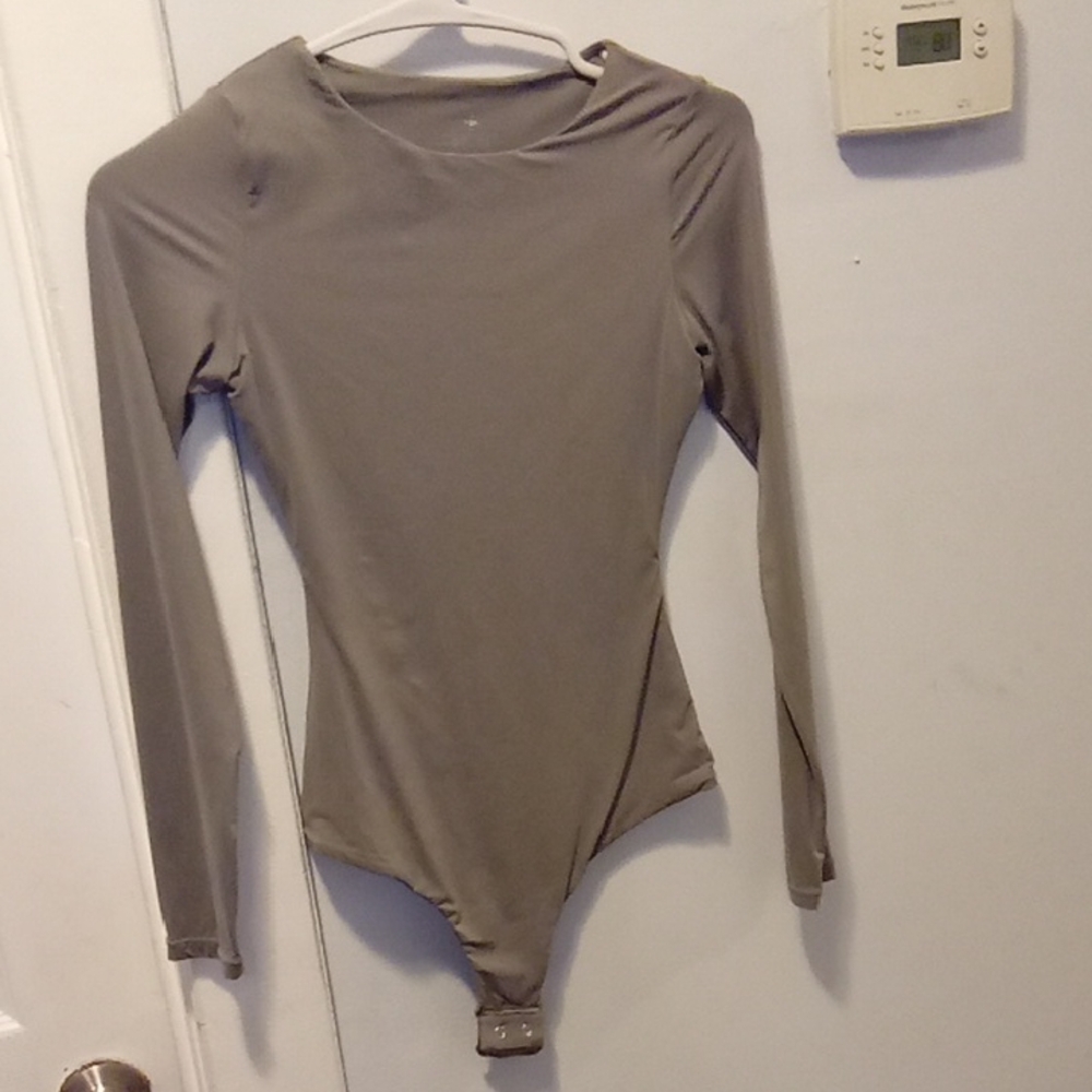 Elegant Taupe Long Sleeve Bodysuit